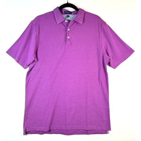 Peter Millar Mens Polo Shirt Purple Perfect Pique Short Sleeve Stretch Medium - Picture 1 of 8